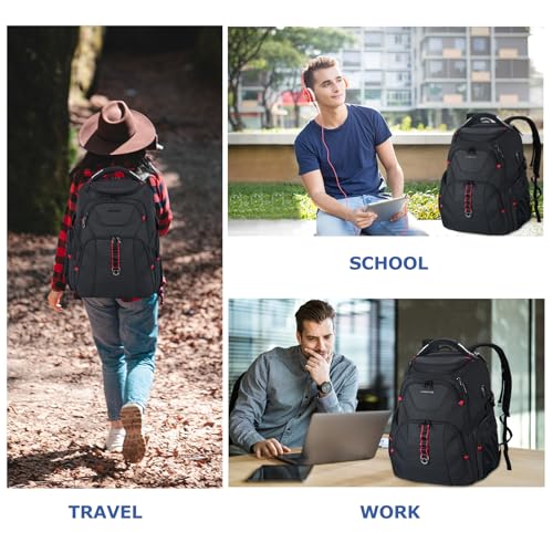 VANKEAN 17.3'' Travel Laptop Backpack TSA Friendly, Water Resistant Anti Theft Extra Large College Backpacks with RFID Pockets, USB Port for Men Women Business Work Bag, Black - style: Classic