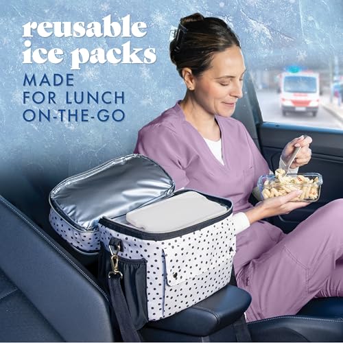 Cool Coolers by Fit & Fresh 4 Pack XL Slim Ice Packs, Quick Freeze Space Saving Reusable Ice Packs for Lunch Boxes or Coolers - color: Ivory (4 Pack)
