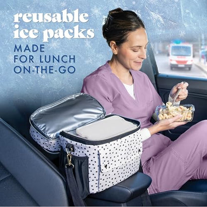 Cool Coolers by Fit & Fresh 4 Pack XL Slim Ice Packs, Quick Freeze Space Saving Reusable Ice Packs for Lunch Boxes or Coolers - color: Ivory (4 Pack)
