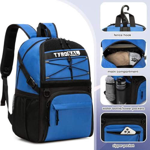Basketball Bag Backpack with Ball Holder and Shoes Compartment - color: Blue