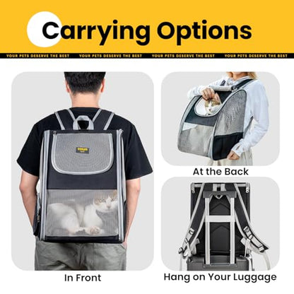 Conlun Cat Backpack Carrier for Small Dogs and Cats Fit Up to 15 Lbs,Small Dog Backpack, Foldable with 3-Side Mesh Windows, Pet Carrier for Travel & Hiking Friendly，Gray - color: Grey