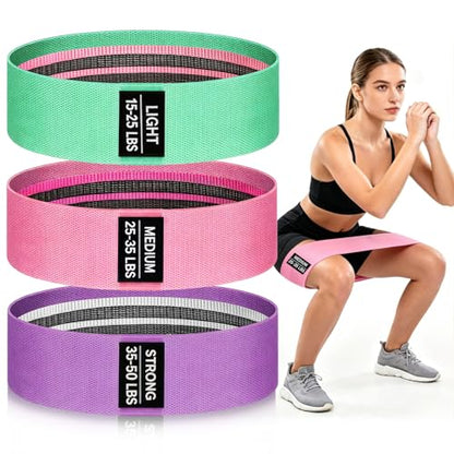 OKbulter Resistance Bands for Working Out, 3 Levels Exercise Bands Set for Legs, Hips, Strength Training, Pilates, Yoga and Rehab for Women & Men