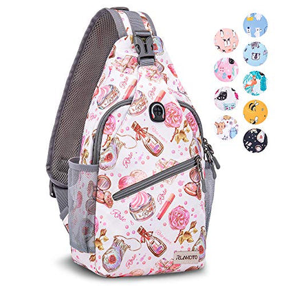 ZOMAKE Sling Bag,Small Crossbody Sling Backpack,Water Resistant Shoulder Daypack for Travel,Anti Thief Chest Bag for Hiking(Cosmetic White) - color: Cosmetic White