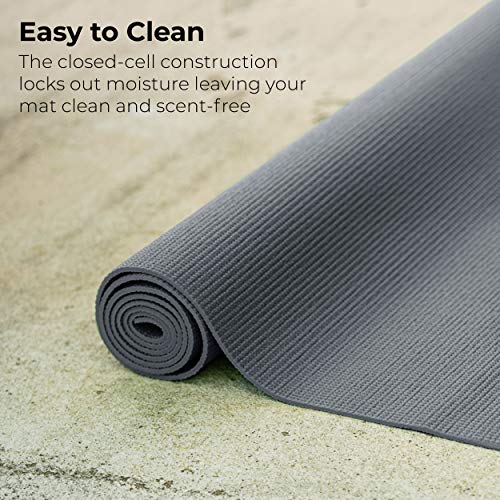 10-Pack Yoga Mat, 68" x 24" Non Slip Exercise Mat, 4mm Thick Gym Mat for Fitness and Stretching, Bulk Non Toxic Yoga Mats for Schools and Studios - color: Gray