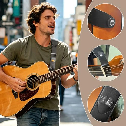 Guitar Bass Strap, Embroidered Electric Guitar Strap, Double Adjustable Buckle, Length Adjustable from 49" to 63", Equipped with 3" 3D Foam Padding, Suitable for Taller Guitarists, Black. - color: Black Embroidery(49"-63")