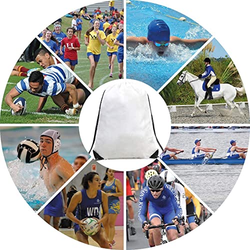 BeeGreen 20 Packs White Drawstring Backpack Bags Wholesale Bulk Cinch Bags Heavy Duty String Backpack Machine Washable Lightweight Sackpack Outdoor Sport Bags for Women Men - color: White