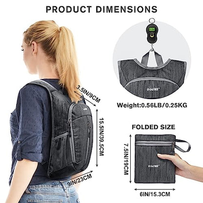 G4Free 10L Hiking Backpack Small Travel Hiking Daypack Lightweight Packable Backpack Casual Foldable Shoulder Bag - color: Black