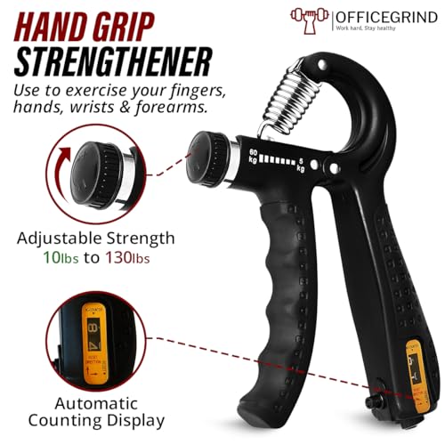 Hand Grip Strengthener Trainer with Adjustable Resistance 10-130lbs (4.5-59kg), Forearm Hand Grip Strength Exerciser for Muscle Building, Injury Recovery, and Therapy Stress Relief - color: Black, style: 2-Pack