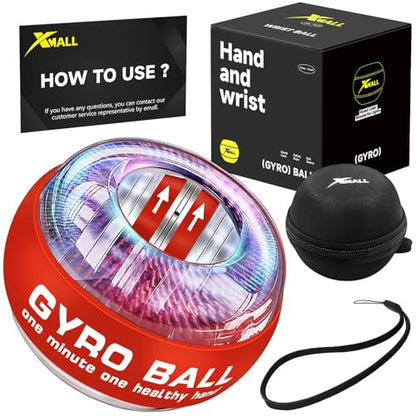 XMALL Torque Ball Hand Exerciser, Grip Strength Trainer, Forearm Strengthener, Wrist Power Gyro Ball, Hand Strengthening Devices, Wrist Strengthener, Finger Exerciser, Auto-Start - color: Red