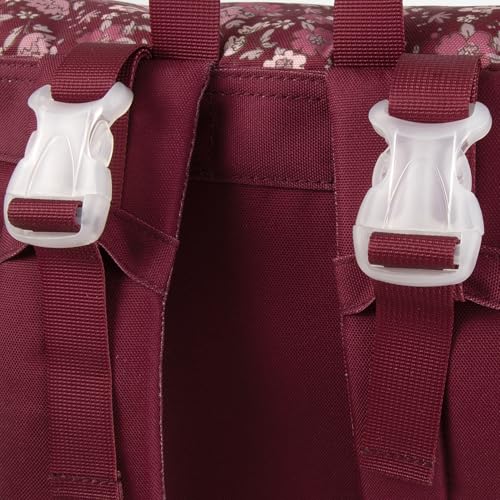 Multi-Function Floral Diaper Backpack and Travel Nappy Baby Bag with Changing Pad and Stroller Straps - color: Burgundy Floral