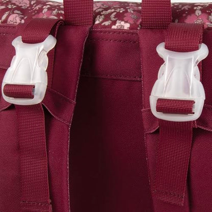 Multi-Function Floral Diaper Backpack and Travel Nappy Baby Bag with Changing Pad and Stroller Straps - color: Burgundy Floral
