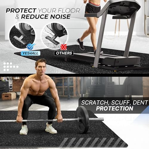 Yes4All Rubber Gym Flooring for Home Gym, 0.56" Thick Gym Flooring Tiles, EVA Foam Mats with Rubber Top, Protective Flooring Mat - style: A. 24SQFT