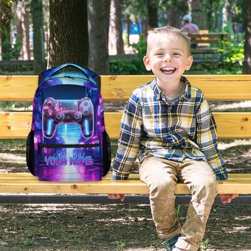 Custom Gaming Backpack for Boys - Personalized 17 Inch Kids Toddlers Bookbag, Large Capacity Lightweight Gamer Schoolbag for School Travel Camping - color: Clear