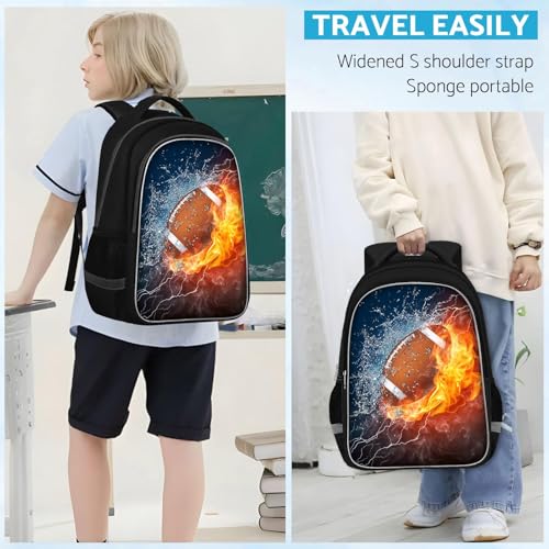 TILYTADLY School Backpack for Boys - American Football Boys Backpack for Kids Children Teens Elementary Middle School - Students Bag for Ages 6-18,17″Bookbag Multifunctional Large Capacity - color: American Football-02-backpack Only