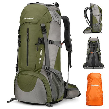 70L Camping Hiking Backpack with Rain Cover Waterproof Backpacking Backpack for Hiking Treeking Climbing Outdoor - color: Armygreen