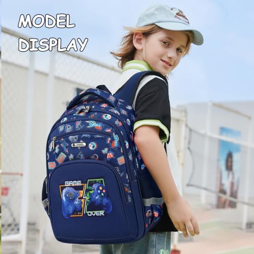 Cusangel Kids school Backpack with lunch bag for Girls,Elementary 6-10years Bookbag nylon large capacity backpack,Daypack - color: Blue 16in 2pcs