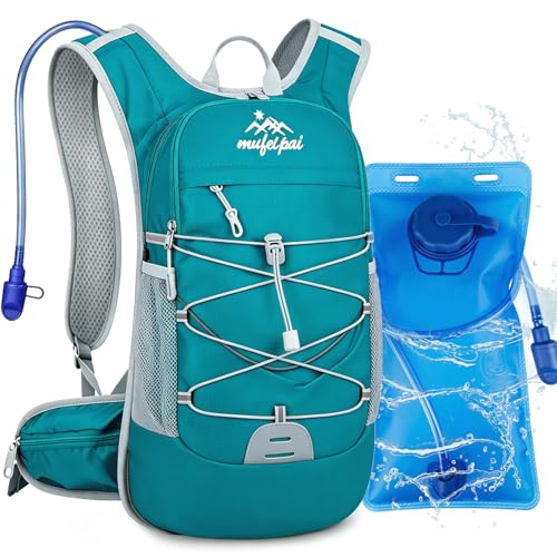 Hydration Backpack with 2L Water Bladder - 20L Water Backpack for Hiking, Cycling, Running, Biking, Lightweight Hiking Pack Bag for Women & Men with Trekking Pole Holders - color: blue with 2L water bladder