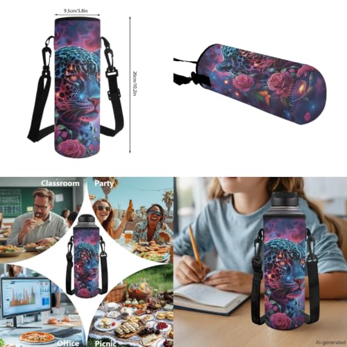 ZDCUSTOM Girls School Backpacks Set 5PCS with Lunch Box, Large Capacity Leopard School Backpack for Girls, Cool Bookbag with Pencil Case Water Bottle Holder Keychain, Elementary School Bags - color: Rose Leopard