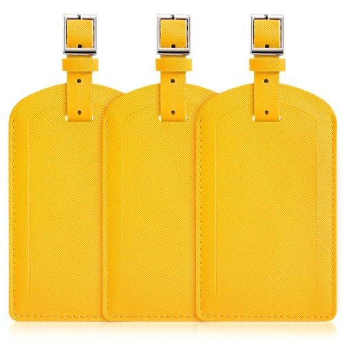 3 Pack Luggage Tags for Suitcases, TSA Approved Bag Tags, Baggage Tags with Privacy Protection, Travel Essentials Luggage Accessories, Lemon Yellow - color: Lemon Yellow