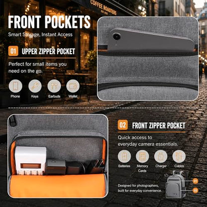 Camera Backpack for Photographers, Professional DSLR Camera Bag - color: Grey