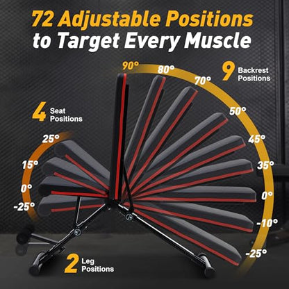 NEWBULIG Adjustable Weight Bench for Home Gym, Foldable Incline Decline Flat Workout Bench for Full Body Exercise, Bench Press and Sit Up Training Equipment, 795 lbs Capacity - color: Jet Black