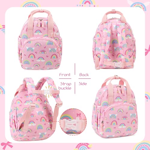Bluboon Toddler Backpack for Girls Boys 2-4 Cute 12" Preschool Kindergarten Backpacks Kids Daycare Bags School Travel (Pink-Rainbow Bow, Age 2-4 (12" H not Fit A4 Folder)) - color: Pink-rainbow Bow, size: Age 2-4 (12" H not Fit A4 Folder)