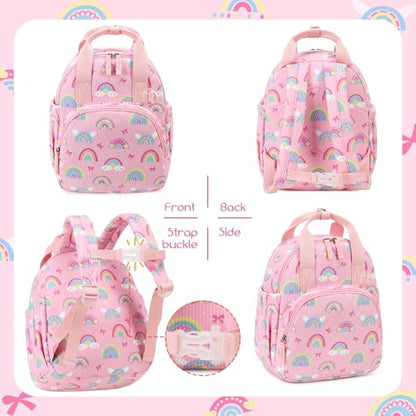 Bluboon Toddler Backpack for Girls Boys 2-4 Cute 12" Preschool Kindergarten Backpacks Kids Daycare Bags School Travel (Pink-Rainbow Bow, Age 2-4 (12" H not Fit A4 Folder)) - color: Pink-rainbow Bow, size: Age 2-4 (12" H not Fit A4 Folder)