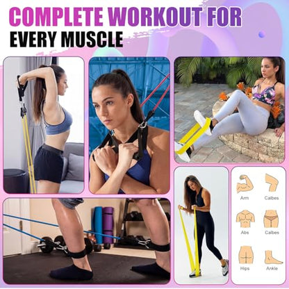Duraaamo Resistance Bands Set, Long and Fabric Loop Bands for Working Out Exercise Stretching & Physical Therapy – Booty, Glute, Mini & Ankle for Home, Gym, Travel & Rehab