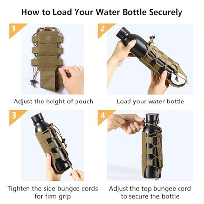 Tactical MOLLE Pouch Water Bottle Holder with Shoulder Strap Modular Bag for Outdoor Hiking Camping Hunting Fishing Airsoft - color: Coyote