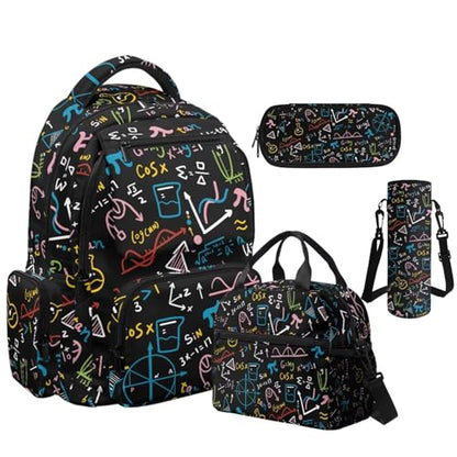 Math Backpack for Boys Kids School Backpacks with Lunch Box Water Bottle Holder and Pencil Case 4 in 1 Kindergarten Backpack for Boys School Bags with Adjustable Straps 17 Inch - color: Math