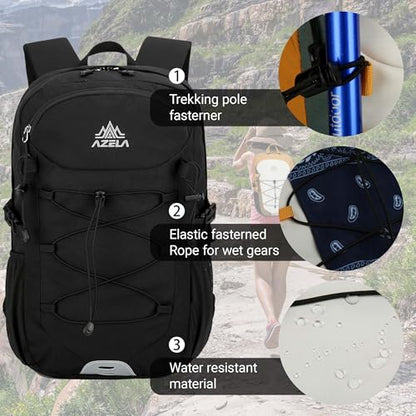 25L Lightweight Backpack for Cycling or Hiking, Hydration Pack Water Resistant,Climbing Backpack for Men Women (BLACK) - color: Black