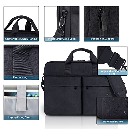 KINGSLONG 17.3 inch Laptop Briefcase Bag for Men Women, Laptop Messenger Bag with Shoulder Strap, Water Resistant Business Crossbody Bag Computer Bag for Asus Acer Dell Thinkpad, Black - color: Black
