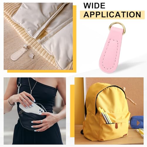 uxcell 6pcs Zipper Pull, 1.57 Inch Leather Zip Puller Zipper Replacement Repair Kit Head Handle for Luggage Clothing Jackets Backpacks Boots, Light Pink - color: Light Pink