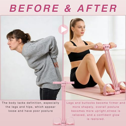 Pedal Resistance Bands with Handles,6-Tube Elastic Yoga Foot Pedal Resistance Band, Natural Rubber Tension Rope, Fitness Shaping Yoga for Abdominal, Leg, Arm and Back Slimming Trainingce - color: Purple