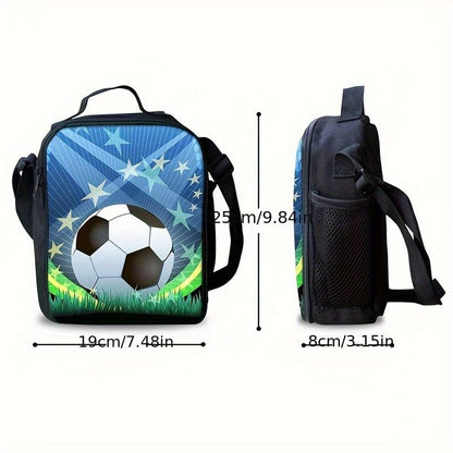 3PCS Soccer Backpack Set, 16" Lightweight Football Daypack, Soccer Ball Print Casual Laptop Backpack for Travel Camping Work (style-10) - color: Style-10