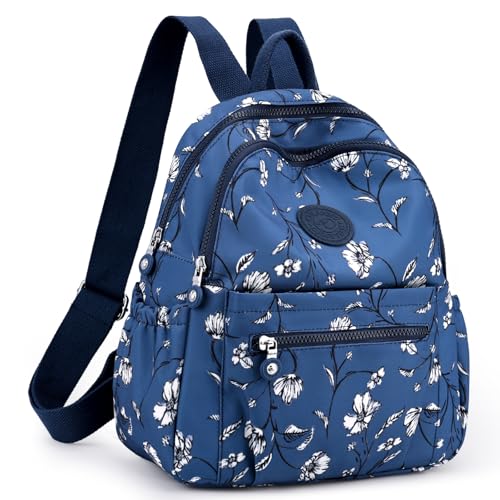 Mini Backpack Purse for Women, Stylish Daypack Shoulder Bag, Small Lightweight Daypack for Work Travle College (B- Flower Dark Blue) - color: B- Flower Dark Blue