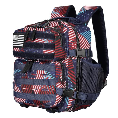 9L Mini Tactical Backpack for Men and Women Tactical Backpack Small for Hiking Small Tactical Bag Fitness Pack (Patchwork Flag) - color: Patchwork Flag