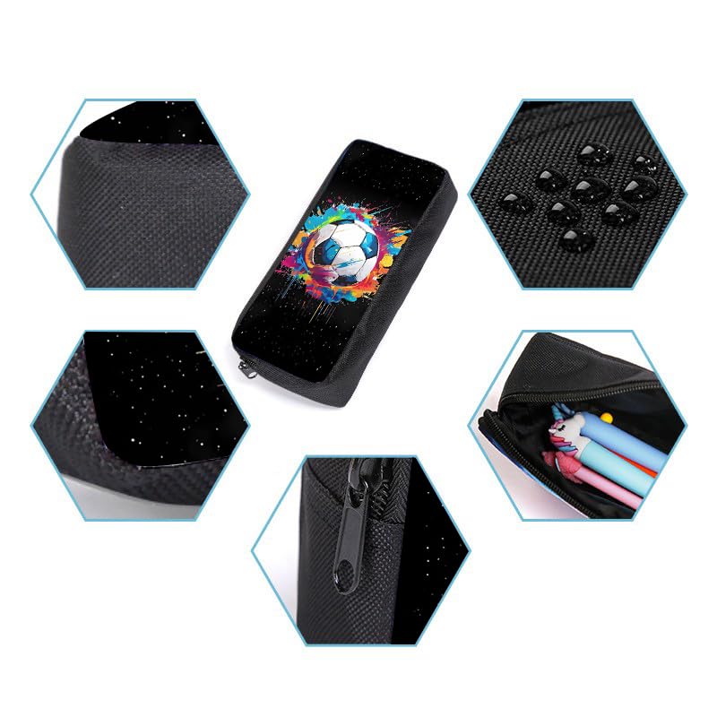 3PCS Soccer Backpack Set, 16" Lightweight Football Daypack, Soccer Ball Print Casual Laptop Backpack for Travel Camping Work (style-7) - color: Style-7