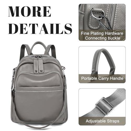 BOYATU Genuine Leather Backpack Purse for Women: Anti Theft Convertible Soft Backpacks - Elegant Womens Travel Backpack (04 Medium-Noble Grey) - color: 04 Medium-noble Grey