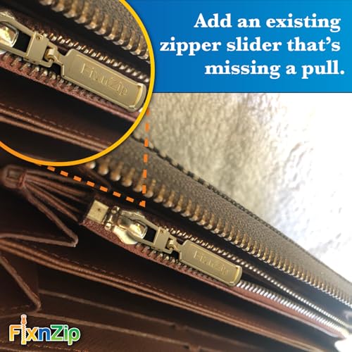 FixNZip Medium to Large Gold Zipper Pull Replacements (4-Pack) | Universal Clip-On Pull Tabs for Zipper Repair, Sliders & Luggage, Jackets, Backpacks, Tents, Sleeping Bags & Outdoor Gear - color: Gold