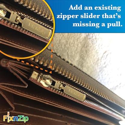 FixNZip Medium to Large Gold Zipper Pull Replacements (4-Pack) | Universal Clip-On Pull Tabs for Zipper Repair, Sliders & Luggage, Jackets, Backpacks, Tents, Sleeping Bags & Outdoor Gear - color: Gold