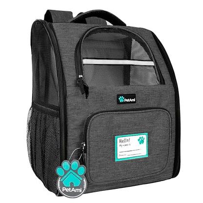 PetAmi Dog Backpack Carrier for Small Medium Dogs Large Cats up to 18 lbs, 2 Side Entry, Structured No-Collapse Frame, Airline Approved Ventilated Pet Backpack for Hiking Camping Travel, Charcoal - color: Charcoal