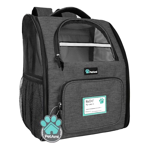 PetAmi Dog Backpack Carrier for Small Medium Dogs Large Cats up to 18 lbs, 2 Side Entry, Structured No-Collapse Frame, Airline Approved Ventilated Pet Backpack for Hiking Camping Travel, Charcoal - color: Charcoal