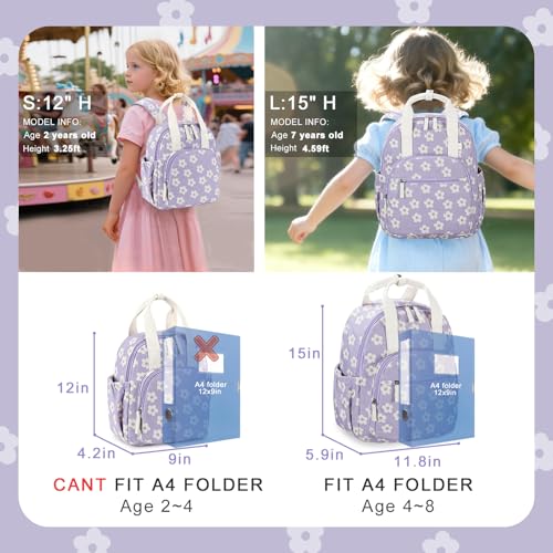 Bluboon Toddler Backpack for Girls Boys 2-4 Cute 12" Preschool Kindergarten Backpacks Kids Daycare Bags School Travel (Flower-purple, Age 2-4 (12" H not Fit A4 Folder)) - color: Flower-purple, size: Age 2-4 (12" H not Fit A4 Folder)