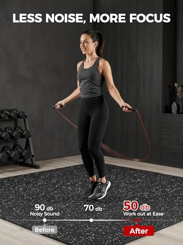 0.79in Extra-Thick 48 Sq Ft Exercise Equipment Mats, 12 Tiles Rubber Top EVA Foam Workout Mats, Interlocking Gym Flooring for Home Gym, 24 x 24in, Black & White - size: 12 Tiles (48 Sq Ft )