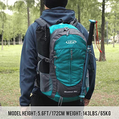 G4Free 35L Hiking Backpack Water Resistant Outdoor Sports Travel Daypack Lightweight with Rain Cover for Women Men (Peacock Green) - color: Peacock Green