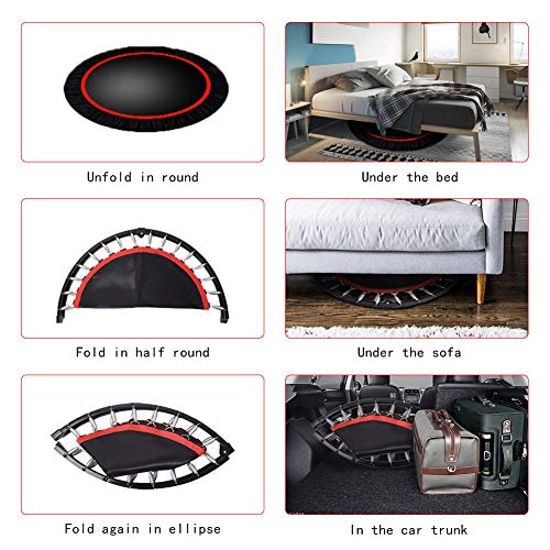Foldable Trampoline-40 Inch Mini Fitness Rebounder with Adjustable Foam Handrail for Kid Adults,Great Exercise Trampoline Indoor/Garden/Workout,Max Load 330lbs