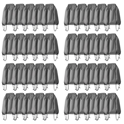 Drawstring Backpack Bulk 40Pcs Draw String Backpack Bags DIY Gym Sports Traveling Yoga Cinch Bag Sackpack Drawstring（grey） - color: Gray