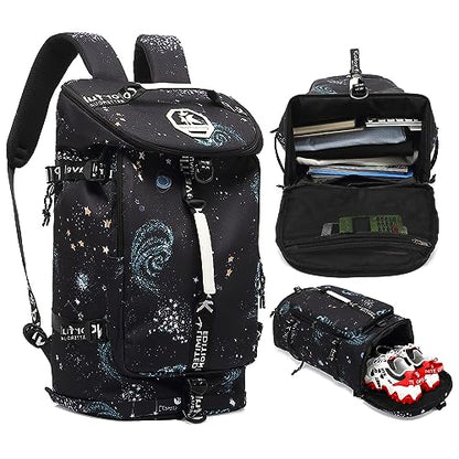 gym duffel bag backpack wrestling bag with shoe compartment 4 kinds of back method waterproof sports walking laptop - color: A-starry Sky