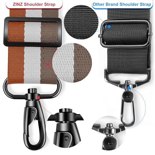 ZINZ 74" Shoulder Strap with Fixed Pad and Dual Balanced Buckles，Brown-White-Gray Stripe - color: Brown-white-gray Stripe